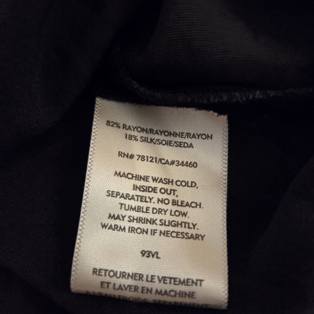 EILEEN FISHER Black‎ Silk Blend Velvet Mandarin Collar Button Front Blouse SZ S - Picture 9 of 10
